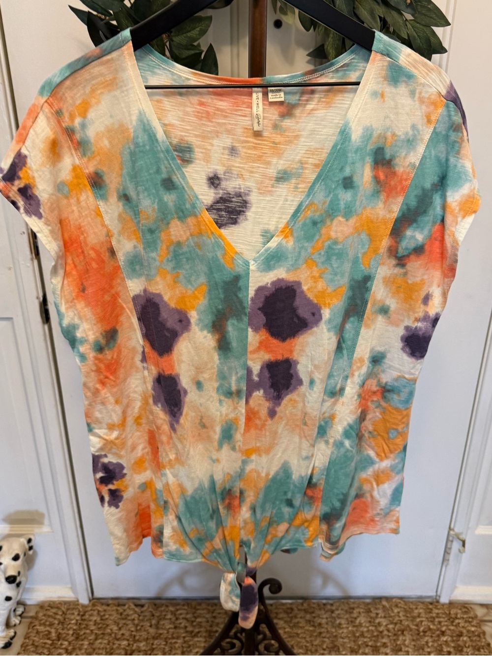 Cato Boho Chic Tie Dye V Neck Tee T Shirt SS 18/20